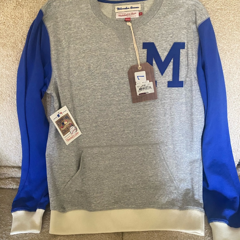 Milwaukee Brewers Gray & Blue Men/Women Sweater/sweatshirt from Mitchell & Ness
